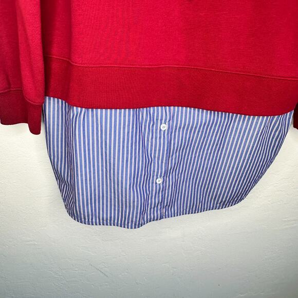 Sandro Two in One Red Blue Twofer Hooded Sweatshirt Tunic Hoodie Top 4 Small - Picture 4 of 16